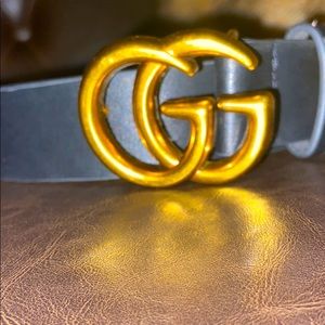 Gg belt leather with gold logo